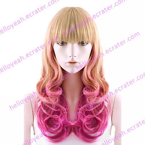 Lolita Curly Wig Inspired by Moly Girl Flaxen and Fuschia Mixed Color 60cm Sweet