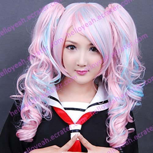 Lolita Curly Wig Inspired by Pink and Blue Mixed Color Ponytail 70cm Sweet
