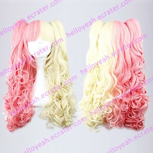 Lolita Curly Wig Inspired by Pink and Golden Mixed Color Ponytail 70cm Sweet