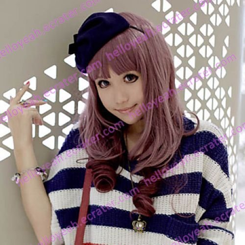 Lolita Curly Wig Inspired by Zipper Pink and Brown Mixed Color 65cm Sweet