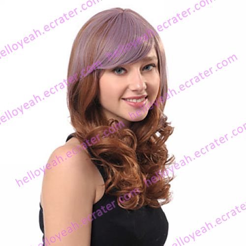 Lolita Curly Wig Inspired by Zipper Purple and Brown Mixed Color 60cm Punk
