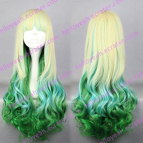 Lolita Wig Inspired by Zipper Elflord Golden and Green Mixed Color 75cm Cosplay