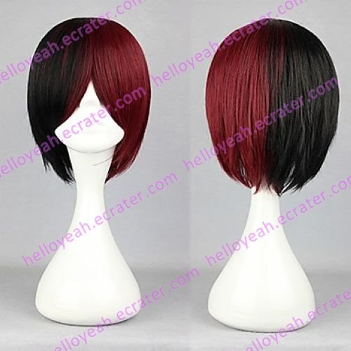 Lolita Wig Inspired by Zipper Short Black and Red Mixed Color 32cm Punk