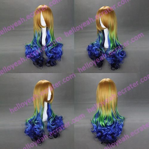 Yellow and Green and Blue Gradient 65cm Punk Lolita Wig