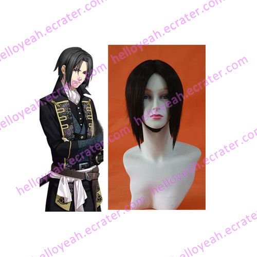Black 35cm Hakuouki Shinsengumi Kitan Hijikata Toshizo Nylon Cosplay Wig