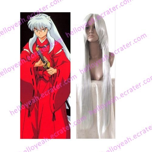 1M Silver InuYasha White Cosplay Wig