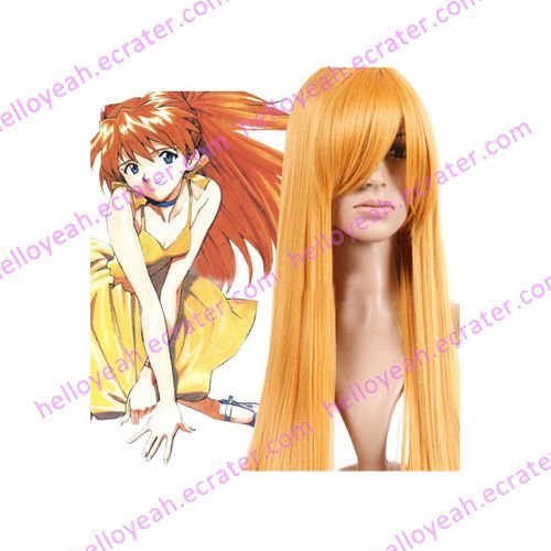 Golden 80cm Neon Genesis Evangelion Hino Rei Anime Nylon Cosplay Wig