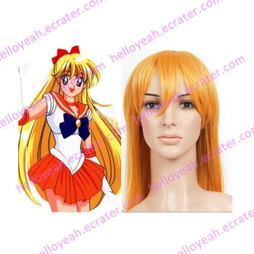 Golden 100cm Sailor Moon Minako Aino Nylon Cosplay Wig