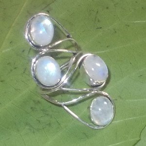 Rainbow Moonstone Gemstone 925 Silver Handmade Wire Raped Gift Ring Size 10.5
