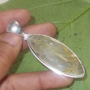 Artisan Pendant -Handmade Yellow Rutile Quartz 925 Silver Pendant Jewelry