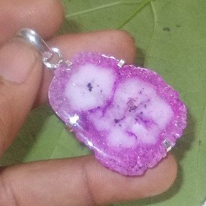 Pink Solar Quartz Druzy Prong Setting 925 Silver Fashion Pendant Jewelry