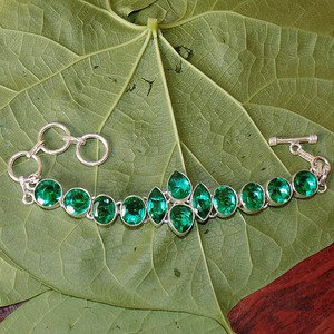 Russian Diaopside Quartz Bracelet- 925 Silver Bracelet Adjustable Size 6.5"