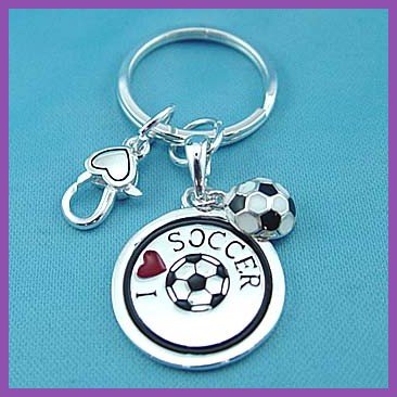 I Love Soccer Key Chain