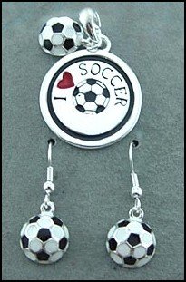 Soccer Pendant & Matching Earrings