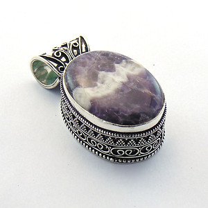 Amethyst lace agate AKA Chevron Amethyst .925 Silver Jewelry Pendant P-27 L5