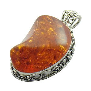 Genuine AMBER Handcrafted Artisan .925 Silver Jewelry Gemstone Pendant P-1119 L5