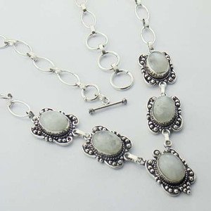 Stunning Rainbow Moonstone 925 Silver Jewelry Necklace 19" Adjustable N-31L1