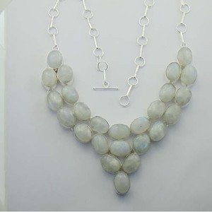 Lovely Genuine Rainbow Moonstone Silver Jewelry Necklace 22" Adjustable N-29L4