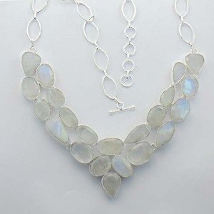 Fabulous Natural Rainbow Moonstone Silver Jewelry Necklace 20" Adjustable N-28L4