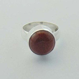 Red Sun Sitara AKA Red gold Stone 925 Sterling Silver Jewelry Ring Sz-7.5 R-84L1