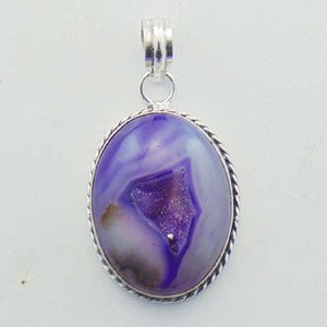 Nice Purple Agate Drusy Artisan 925 Sterling Silver Jewelry Pendant P-1111L1