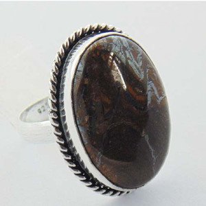 Beautiful Genuine Jewelry Ring made By 925 Silver with JASPER Sz-9 R-78L1