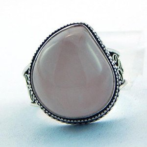 Lovely Jewelry Ring Handmade With Rose Quartz .925 Sterling Silver Sz-9.5 R-50L5