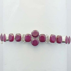 RUBY Gorgeous 925 Sterling Silver Handmade Jewelry Bracelet Sz-6.5" BA-31L1