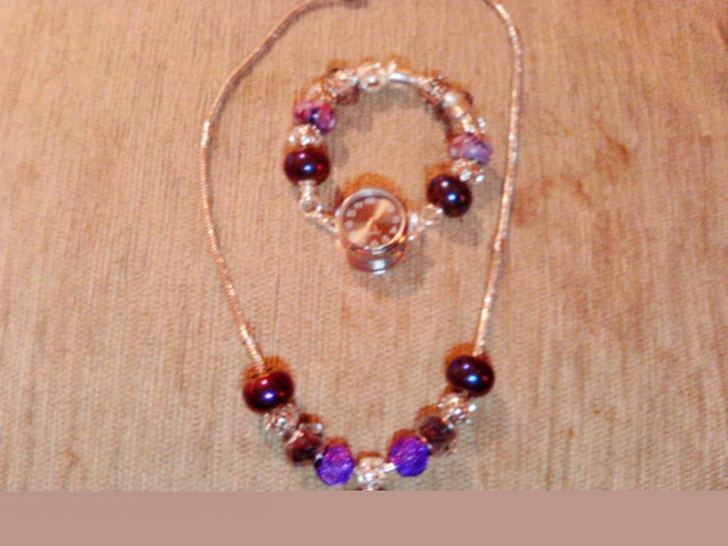 Purple ''Link it'' & snap base watch set
