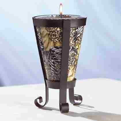 Safari Pattern Cone-Shaped Candle and Holder
