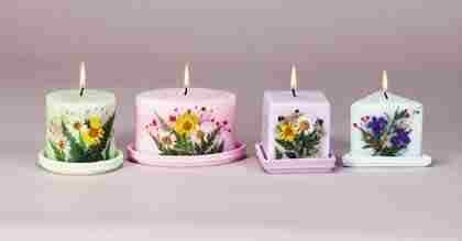 Candles with Dried Flowers