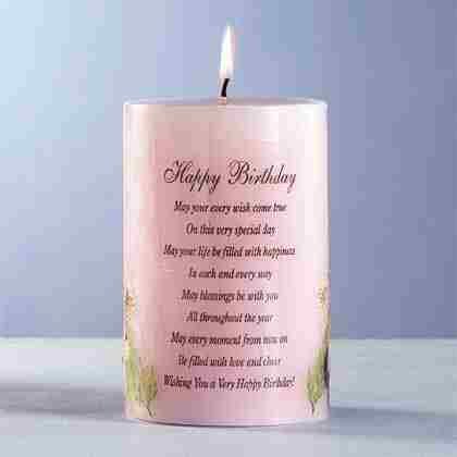 Happy Birthday Candle with Dried Flowers