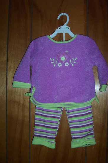 Size 18 Mos 2 Piece Purple & Green Pant Set - by Okie Dokie - FREE SHIPPING NWT