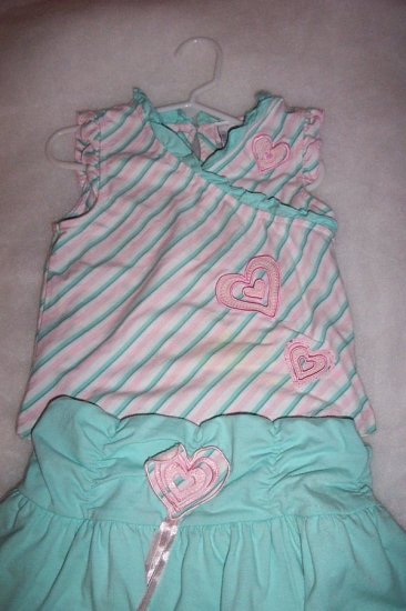 Size 6X "Kids Headquarters" Girl's 2 Piece (teal/white/pink) FREE SHIPPING