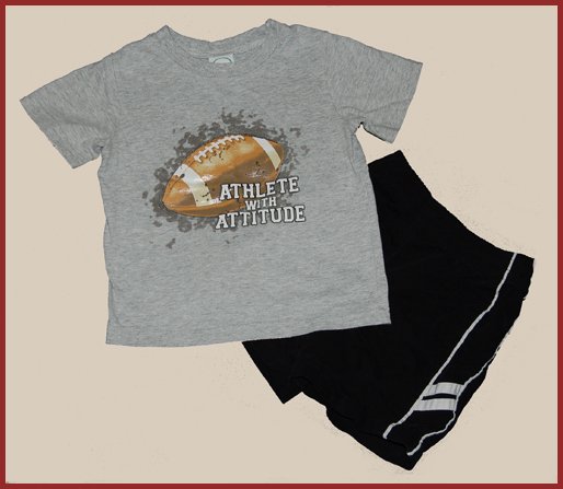 Grey Football Attitude T shirt Black Shorts 2T HCTS