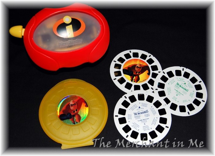 Disney INCREDIBLES Viewmaster SET 3 reels case SALE