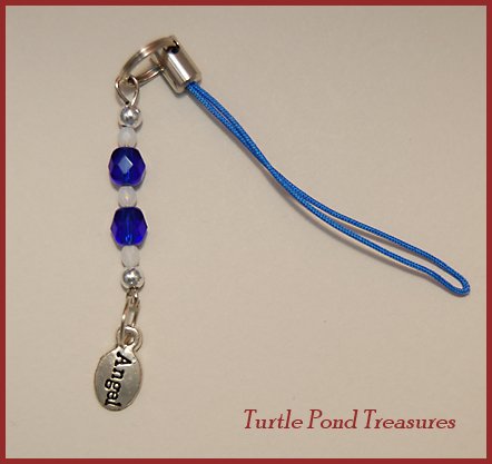 Blue White ANGEL beaded purse or Cell phone charm