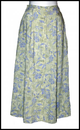 Green blue print Challis Skirt Petite Small S