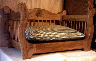 NEW SOLID WOOD OAK PET BED & CUSHION - CUSTOM HANDMADE