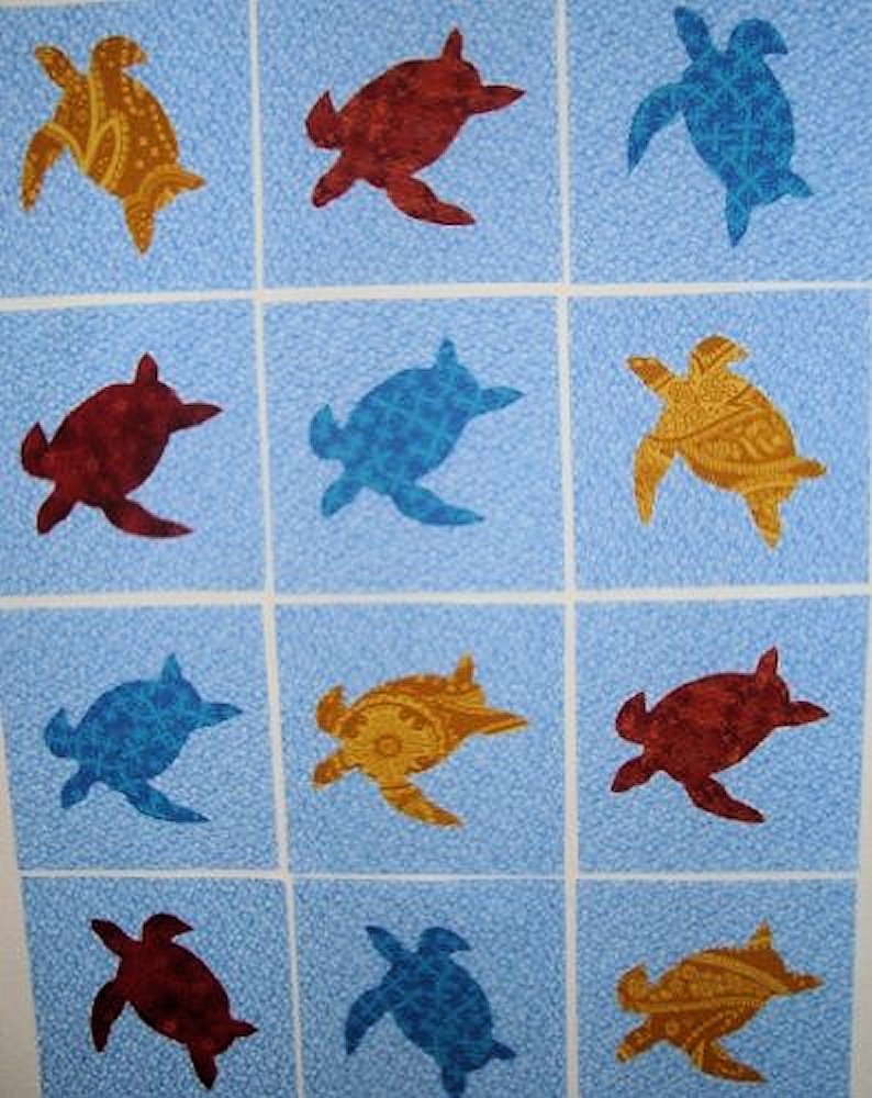 12 Applique Scrap Sea Turtles Quilt Kit Blocks 6 5 Inch Squares