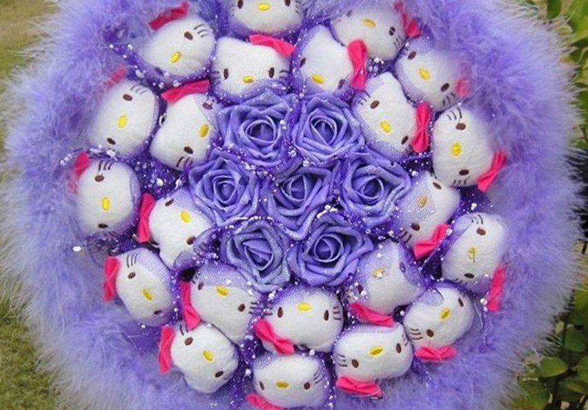 New Style Hello Kitty Bouquet Girls Birthday Gift Valentine Gift Wedding Gift - Purple