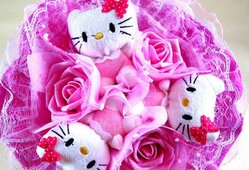 Lovely Hello Kitty Bouquet Birthday Gift Valentine Gift Wedding Gift - Pink