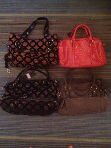 B & G Fashion Designer 4 Handbag Lot Pink Grey Blue Gold