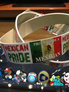 Hecho En México White Leather Belt Mens/Womens Roller Buckle Sz Medium 34"-36"