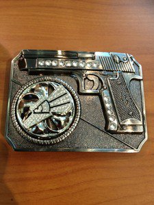 Gun Belt Buckle Eagle Spin With Stones