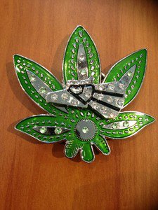 Belt Buckle Weed Pot Leaf Marijuana Eagle Spin With Stones