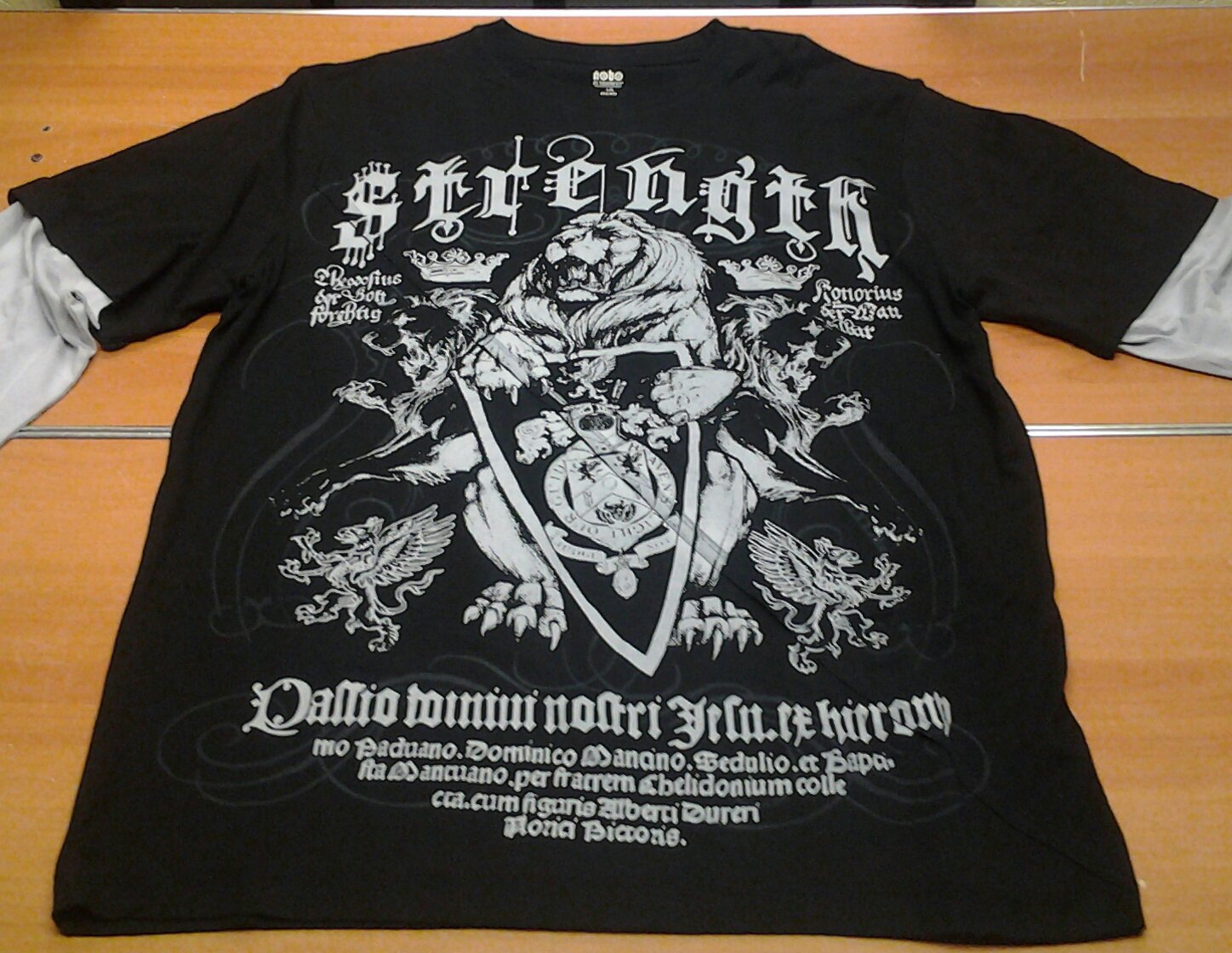 NO BOUNDARIES black/gray grey "Strength" long sleeve tee shirt mens Large UFC MMA