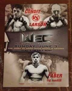 WEC 28 MMA 8.5x11 fight poster featuring CARLOS CONDIT URIJAH FABER UFC
