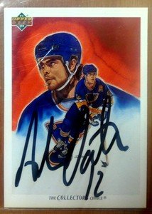 HOF'er ADAM OATES autographed signed 91-92 Upper Deck card Capitals Bruins Blues