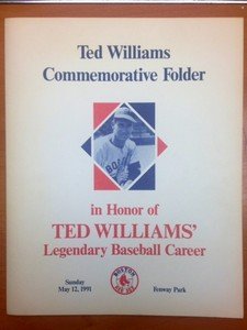 1991 Fenway Park Ted Williams Commemorative Folder Boston Red Sox 2